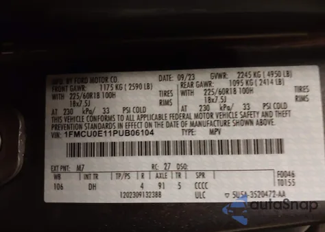 2023 Ford Escape Phev from USA, damaged, VIN 1FMCU0E11PUB06104